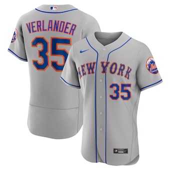 Men%27s New York Mets #35 Justin Verlander Gray Flex Base Stitched Jersey Dzhi